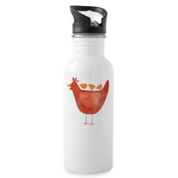 Hen and Chicks - Water bottle with straw - white - Right