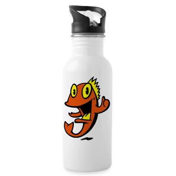poisson marin souriant - Gourde avec paille intégrée - blanc - Droite
