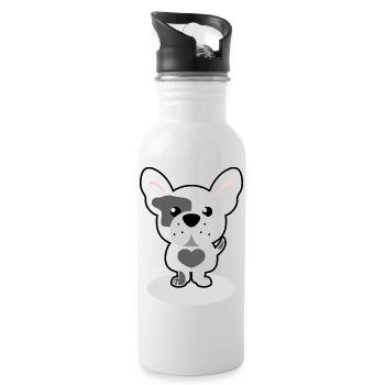 French Bulldog - Trinkflasche mit integriertem Trinkhalm - Weiß - Rechts