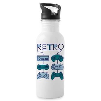 Retro gaming - Water bottle with straw - white - Right