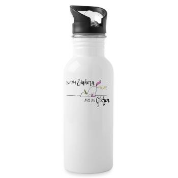 Das frühe Einhorn - Trinkflasche mit integriertem Trinkhalm - Weiß - Rechts