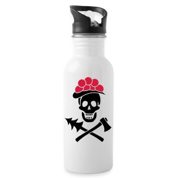 Schwarzwald Totenkopf Bollenhut Axt - Pure Heimat - Trinkflasche mit integriertem Trinkhalm - Weiß - Rechts