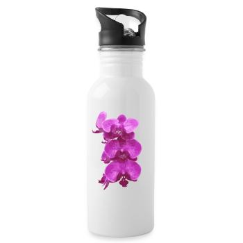 Orchid pink flowers - Water bottle with straw - white - Right