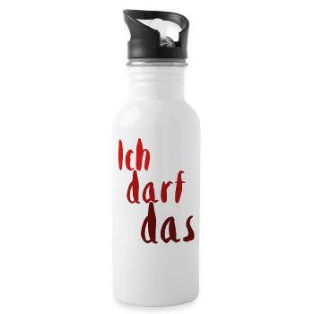 Ich darf das rot1 - Trinkflasche mit integriertem Trinkhalm - Weiß - Rechts