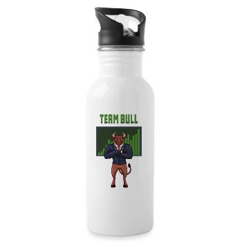 Team Bull - Trinkflasche mit integriertem Trinkhalm - Weiß - Rechts