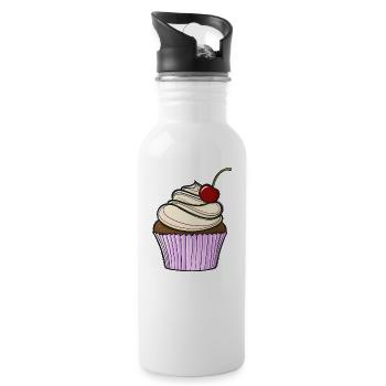 Sweet comic Cupcake - Trinkflasche mit integriertem Trinkhalm - Weiß - Rechts