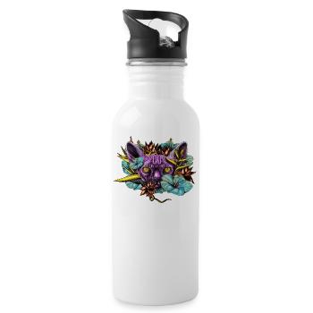 Sphinx Cat and the Flowers - Water bottle with straw - white - Right