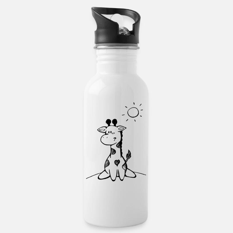giraffe - Water bottle with straw - white