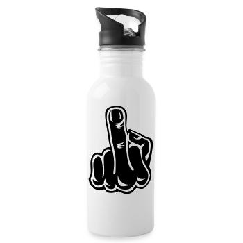 Stinkefinger Middle Finger 1c - Trinkflasche mit integriertem Trinkhalm - Weiß - Rechts