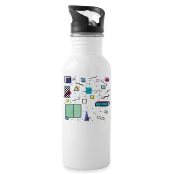 Eldram's Eighties Abstract 01 - Water bottle with straw - white - Right