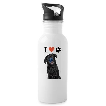 J'aime mon Labrador - Gourde avec paille intégrée - blanc - Droite