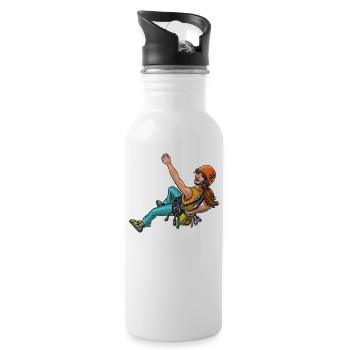 Weiblicher Kletterer (Weiblicher Sportkletterer) 2 - Trinkflasche mit integriertem Trinkhalm - Weiß - Rechts