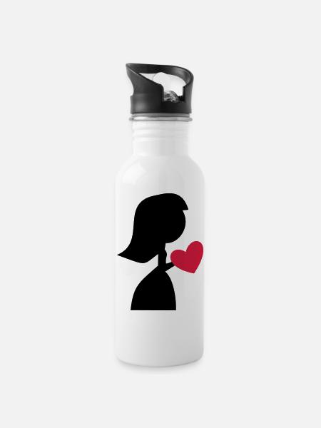 Braut - Trinkflasche mit integriertem Trinkhalm - Weiß