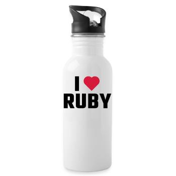 J'adore RUBY - Gourde avec paille intégrée - blanc - Droite