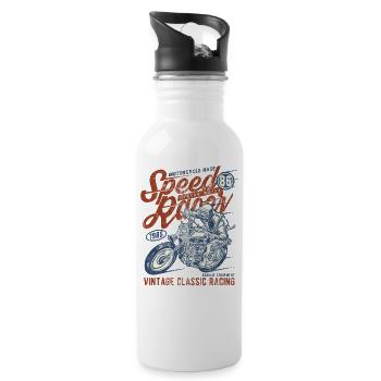MOTORCYCLE SPEED RACER - Motorrad Biker Shirt - Trinkflasche mit integriertem Trinkhalm - Weiß - Rechts