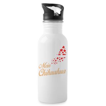 Chihuahua - Mein - Trinkflasche mit integriertem Trinkhalm - Weiß - Rechts