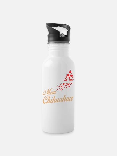 Chihuahua - Mein - Trinkflasche mit integriertem Trinkhalm - Weiß