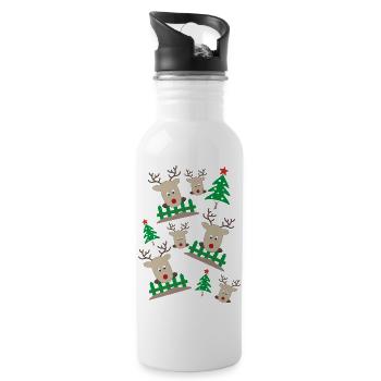 Weihnachten - Trinkflasche mit integriertem Trinkhalm - Weiß - Rechts