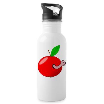 Wurm Apfel - Trinkflasche mit integriertem Trinkhalm - Weiß - Rechts