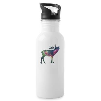 Space Hirsch - Trinkflasche mit integriertem Trinkhalm - Weiß - Rechts
