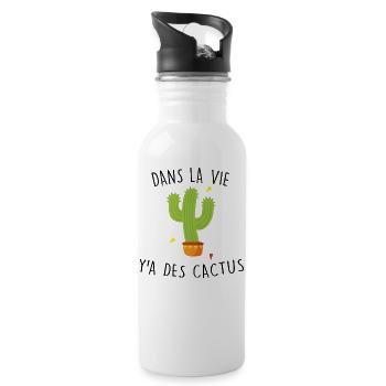 dans la vie y a des cactus - Gourde avec paille intégrée - blanc - Droite