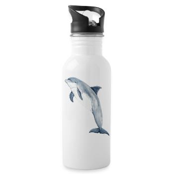 Großer Tümmler - Tümmler - Grand Dauphins - Trinkflasche mit integriertem Trinkhalm - Weiß - Rechts