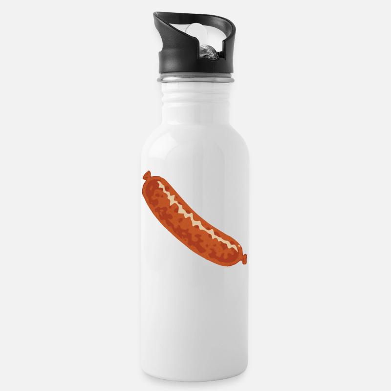 Wurst - Trinkflasche mit integriertem Trinkhalm - Weiß