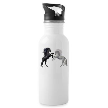 horses - Water bottle with straw - white - Right