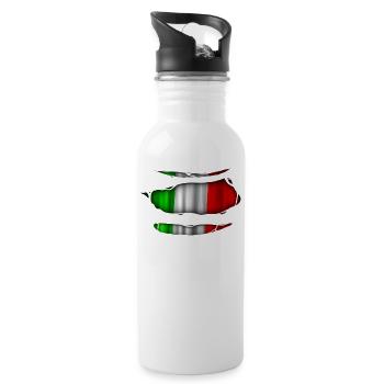 Italy flag torn 017 - Water bottle with straw - white - Right
