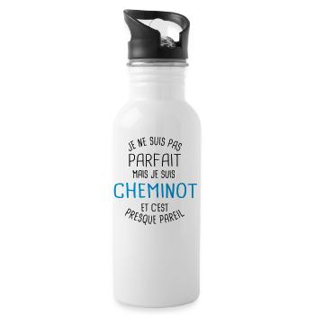 Pas parfait mais cheminot - Gourde avec paille intégrée - blanc - Droite