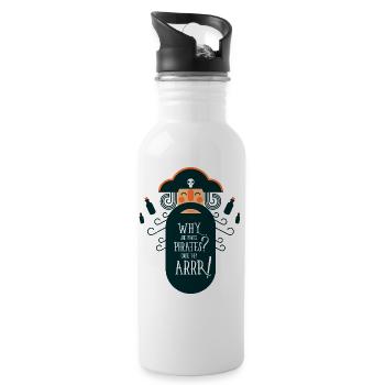 CAUSE THEY ARRR! - Piraten Sprichwörter Shirt - Trinkflasche mit integriertem Trinkhalm - Weiß - Rechts