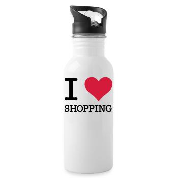 J'adore faire du shopping - Gourde avec paille intégrée - blanc - Droite