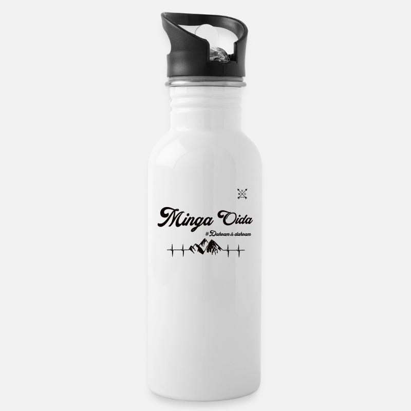 Minga Oida Stuff - Trinkflasche mit integriertem Trinkhalm - Weiß