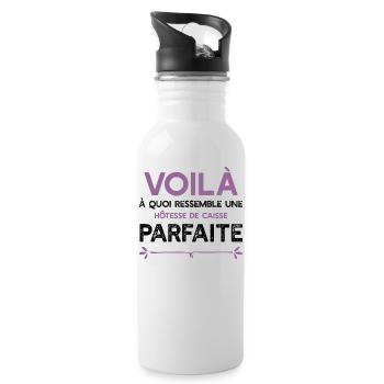 Une Hôtesse de caisse parfaite cadeau - Gourde avec paille intégrée - blanc - Droite