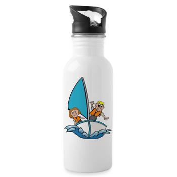 Segelboot - Trinkflasche mit integriertem Trinkhalm - Weiß - Rechts