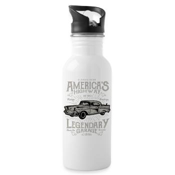 Amériques Highway Vintage Retro Auto Motor America - Gourde avec paille intégrée - blanc - Droite