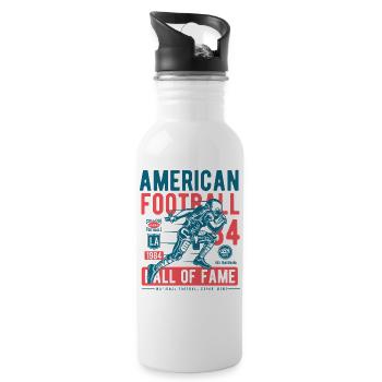 American Football Ballsport College Touchdown USA - Trinkflasche mit integriertem Trinkhalm - Weiß - Rechts