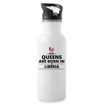 GESCHENK QUEENS LOVE FROM LIBERIA - Trinkflasche mit integriertem Trinkhalm - Weiß - Rechts