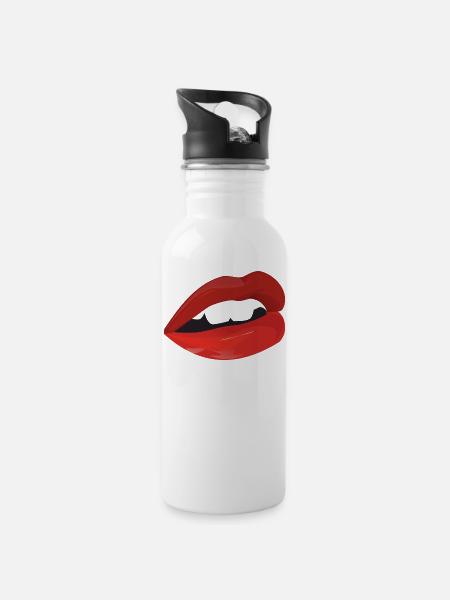 lips - Trinkflasche mit integriertem Trinkhalm - Weiß