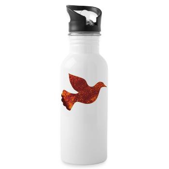 Red Dove - Water bottle with straw - white - Right