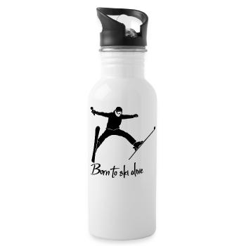 born to ski alive schwarz - Trinkflasche mit integriertem Trinkhalm - Weiß - Rechts