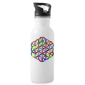 Flower of Life - Water bottle with straw - white - Right