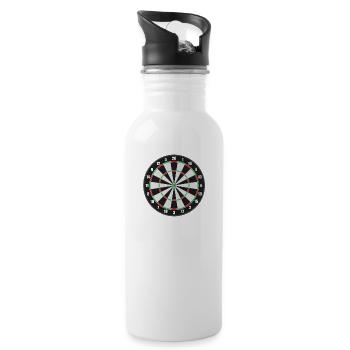 Dartscheibe. Geschenkidee - Trinkflasche mit integriertem Trinkhalm - Weiß - Rechts