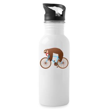 Faultier T-Shirt Geschenk Idee Geburtstag Lustig - Trinkflasche mit integriertem Trinkhalm - Weiß - Rechts