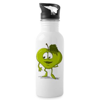 Sweet green apple. Gift - Water bottle with straw - white - Right