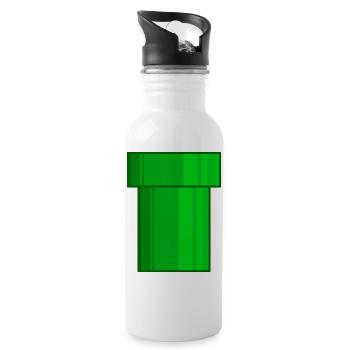 Röhre grün Pixel - Trinkflasche mit integriertem Trinkhalm - Weiß - Rechts