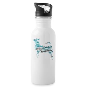 Chihuahua character term Wordcloud - Water bottle with straw - white - Right