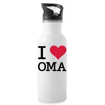 I Love Oma Großmutter Grandma Mutter Kult Motiv - Trinkflasche mit integriertem Trinkhalm - Weiß - Rechts