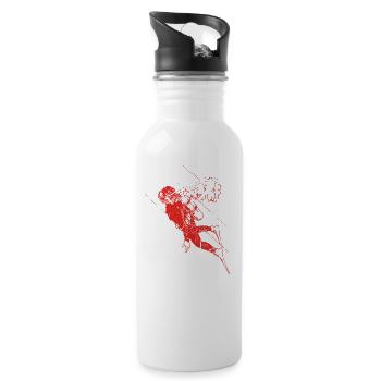 sport gift hobby christmas TUBA TRUMPET diving - Water bottle with straw - white - Right
