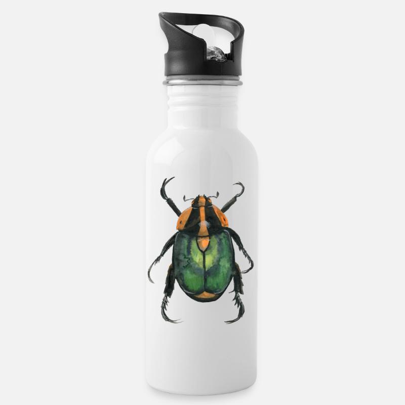 Kaefer2 - Trinkflasche mit integriertem Trinkhalm - Weiß
